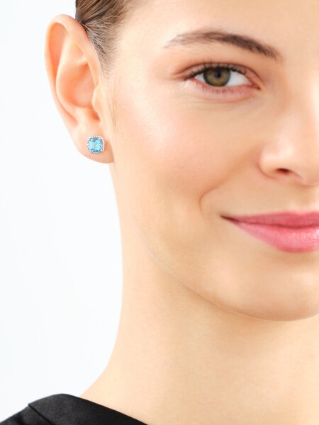 9 K Rhodium-Plated Yellow Gold Earrings  - fineness 9 K