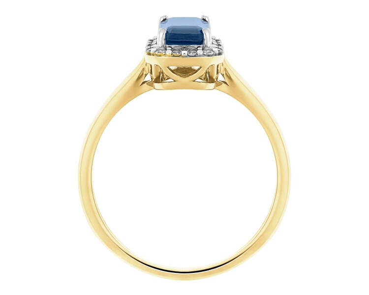 14 K Rhodium-Plated Yellow Gold Ring  - fineness 14 K