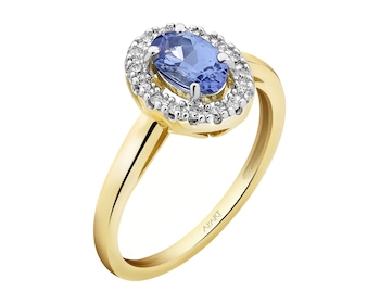 Zlatý prste s diamanty a tanzanitem - ryzost 585