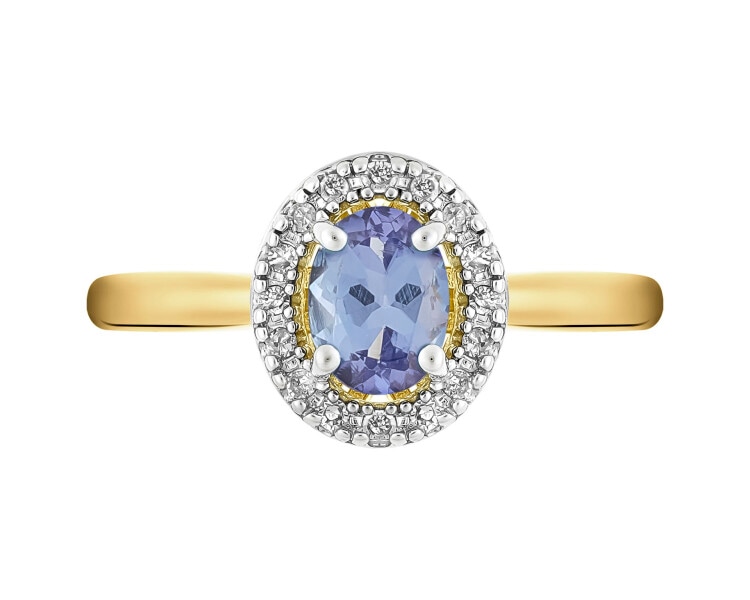 14 K Rhodium-Plated Yellow Gold Ring  - fineness 14 K