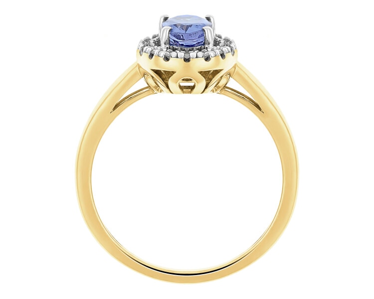 14 K Rhodium-Plated Yellow Gold Ring  - fineness 14 K