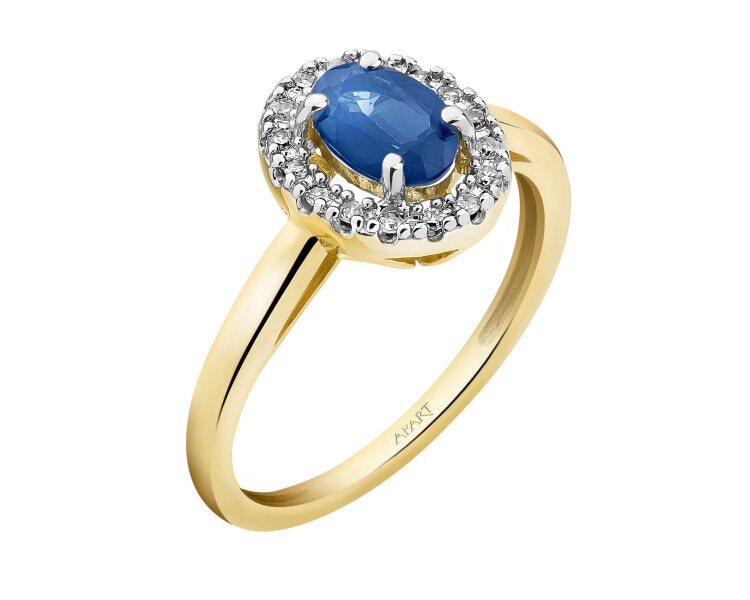 14 K Rhodium-Plated Yellow Gold Ring  - fineness 14 K