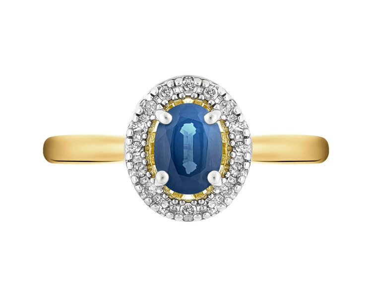 14 K Rhodium-Plated Yellow Gold Ring  - fineness 14 K