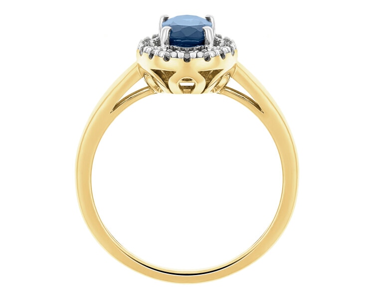 14 K Rhodium-Plated Yellow Gold Ring  - fineness 14 K