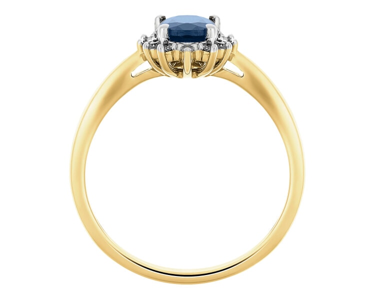 14 K Rhodium-Plated Yellow Gold Ring  - fineness 14 K