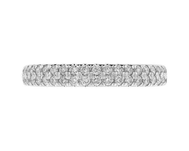 14 K Rhodium-Plated White Gold Band Ring with Diamonds - 0,36 ct - fineness 14 K