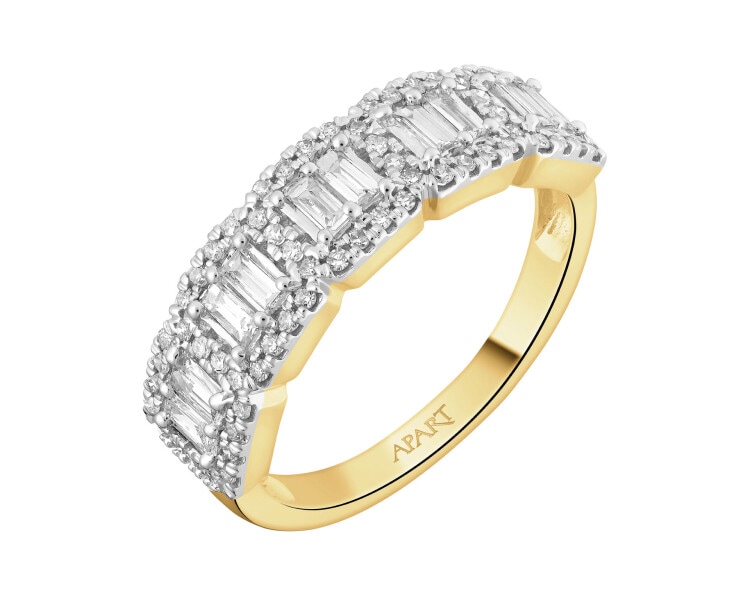 14 K Rhodium-Plated Yellow Gold Ring  - 0,50 ct - fineness 14 K