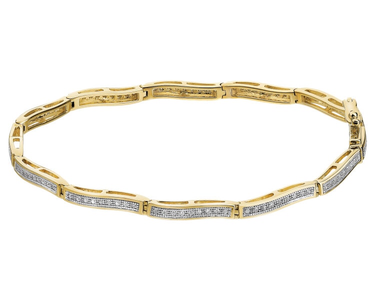 14 K Rhodium-Plated Yellow Gold Bracelet with Diamonds - 0,30 ct - fineness 14 K