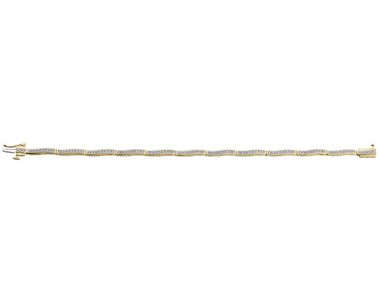 14 K Rhodium-Plated Yellow Gold Bracelet with Diamonds - 0,30 ct - fineness 14 K