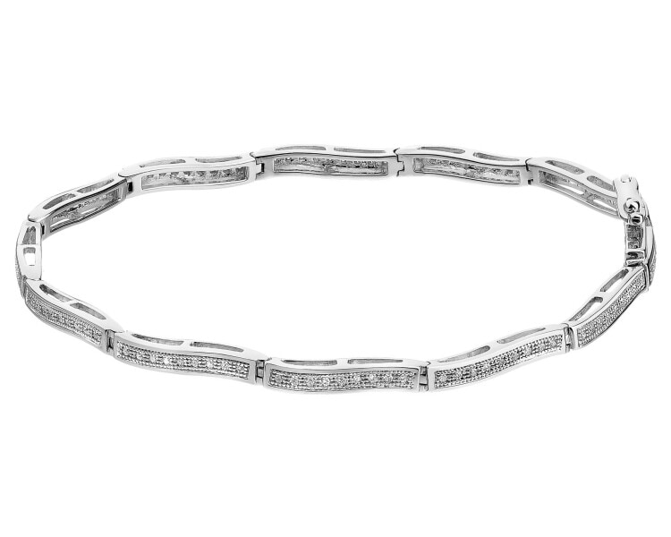 18 K Rhodium-Plated White Gold Bracelet with Diamonds - 0,30 ct - fineness 18 K