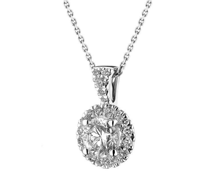 18 K Rhodium-Plated White Gold Pendant - 0,64 ct - fineness 18 K