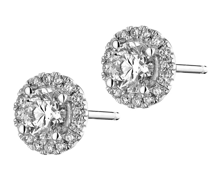 18 K Rhodium-Plated White Gold Earrings - 1,25 ct - fineness 18 K