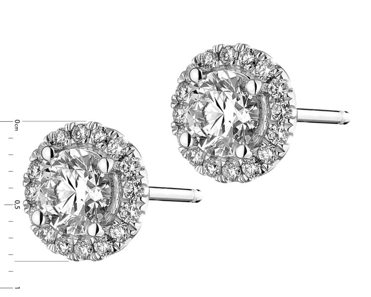 18 K Rhodium-Plated White Gold Earrings - 1,25 ct - fineness 18 K