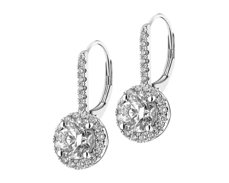 18 K Rhodium-Plated White Gold Dangling Earring - 2,47 ct - fineness 18 K