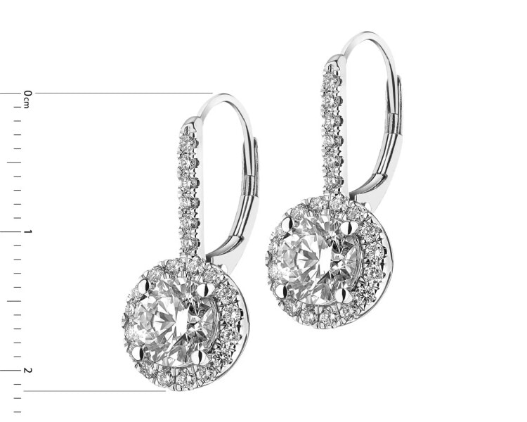 18 K Rhodium-Plated White Gold Dangling Earring - 2,47 ct - fineness 18 K