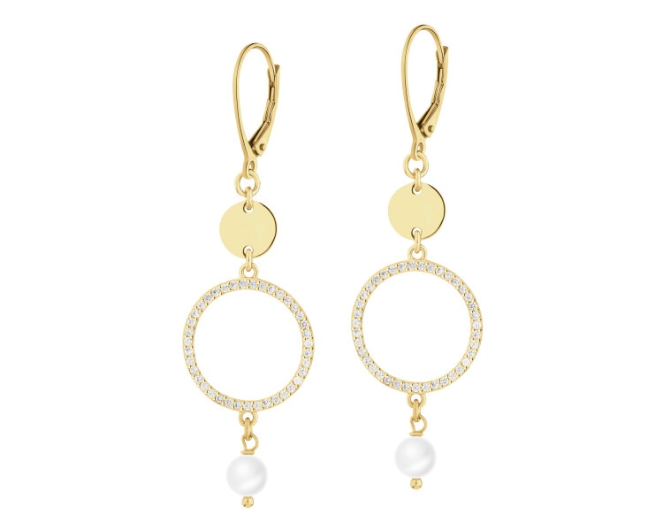 Gold-Plated Silver Dangling Earring with Pearl