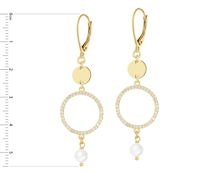 Gold-Plated Silver Dangling Earring with Pearl