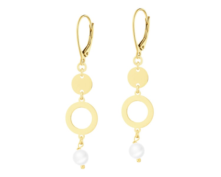 Gold-Plated Silver Dangling Earring with Pearl