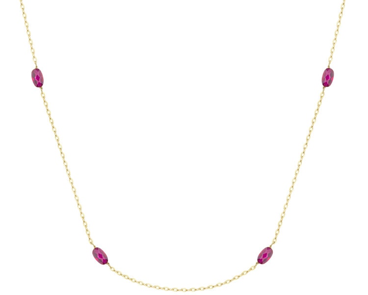 9 K Yellow Gold Necklace with Glass