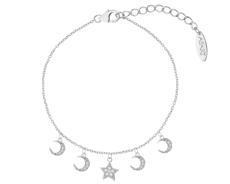 Rhodium Plated Silver Bracelet with Cubic Zirconia