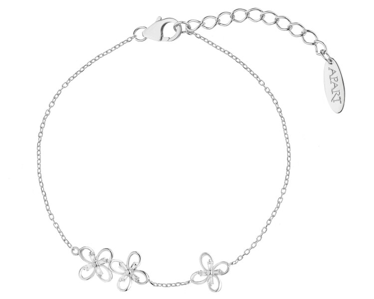 Rhodium Plated Silver Bracelet with Cubic Zirconia