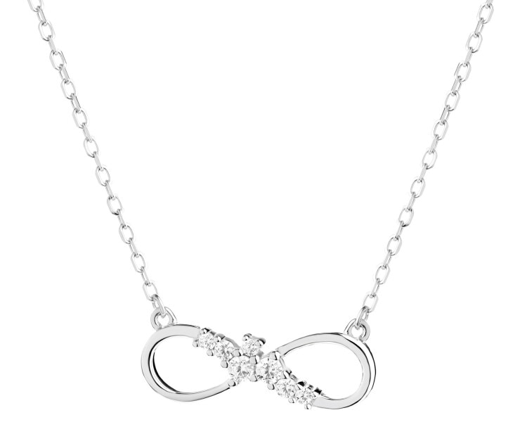 Rhodium Plated Silver Necklace with Cubic Zirconia