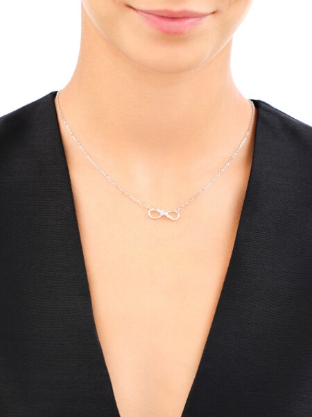 Rhodium Plated Silver Necklace with Cubic Zirconia