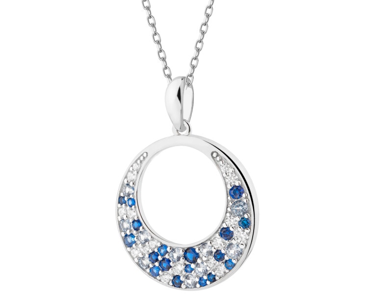 Rhodium Plated Silver Pendant with Cubic Zirconia