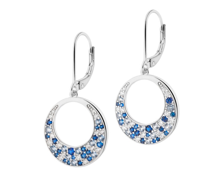 Rhodium Plated Silver Dangling Earring with Cubic Zirconia