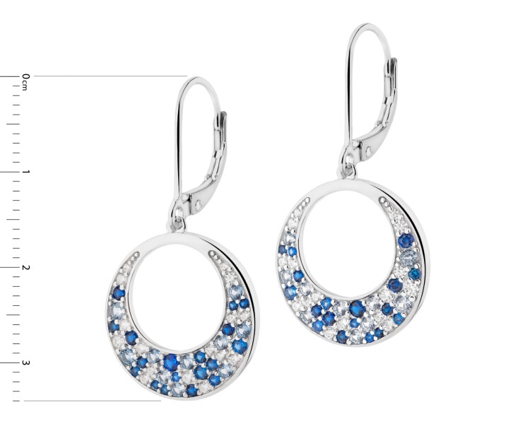 Rhodium Plated Silver Dangling Earring with Cubic Zirconia