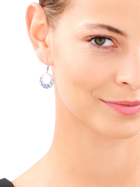 Rhodium Plated Silver Dangling Earring with Cubic Zirconia