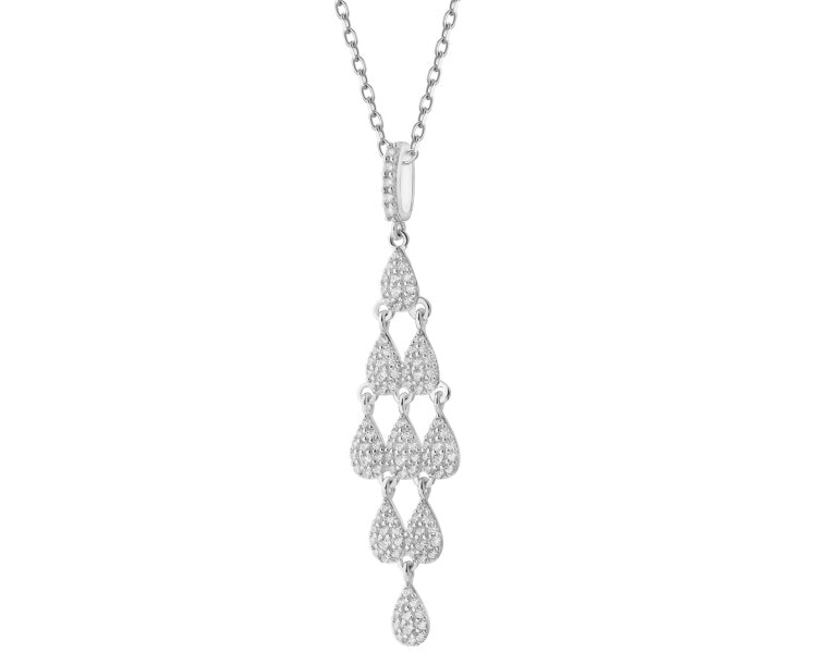 Rhodium Plated Silver Pendant with Cubic Zirconia