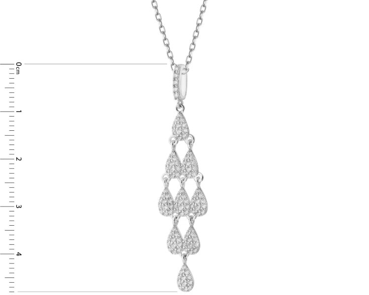 Rhodium Plated Silver Pendant with Cubic Zirconia