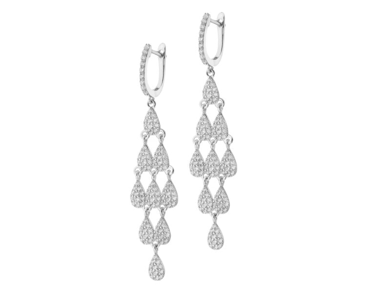 Rhodium Plated Silver Dangling Earring with Cubic Zirconia