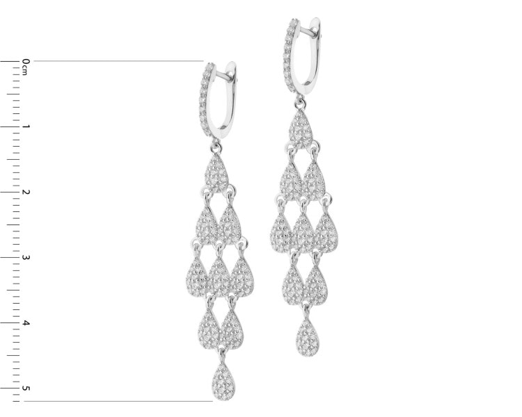 Rhodium Plated Silver Dangling Earring with Cubic Zirconia