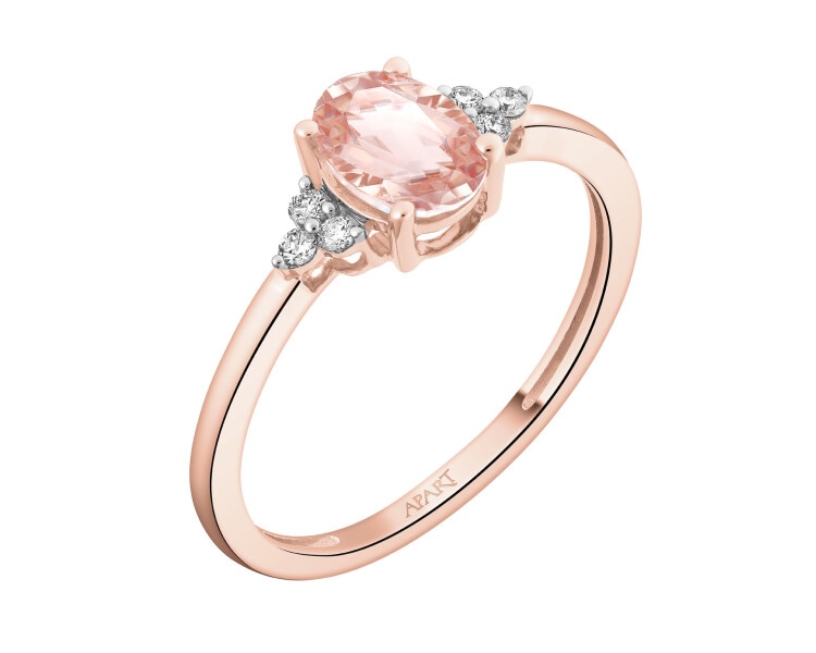 14 K Rhodium Plated Rose Gold Ring  - fineness 14 K