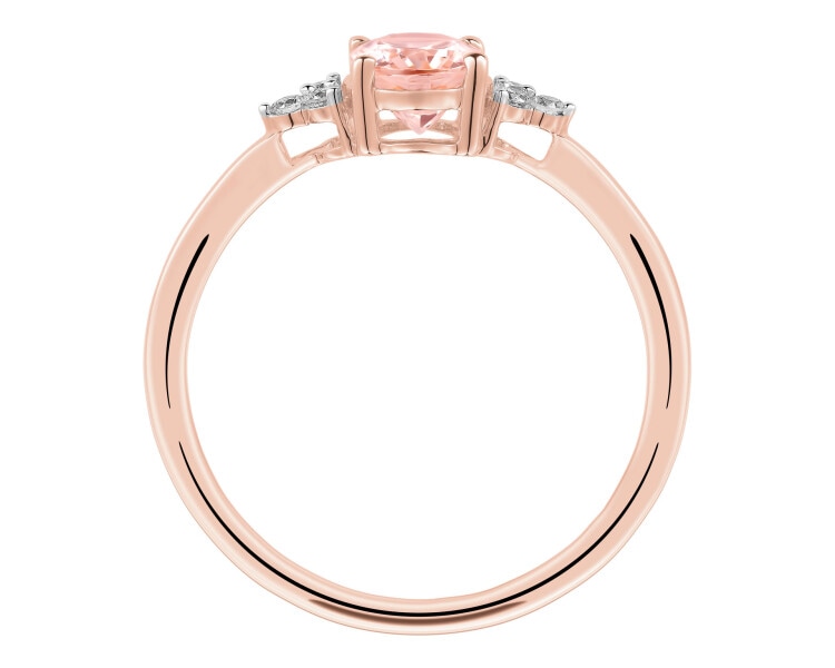 14 K Rhodium Plated Rose Gold Ring  - fineness 14 K