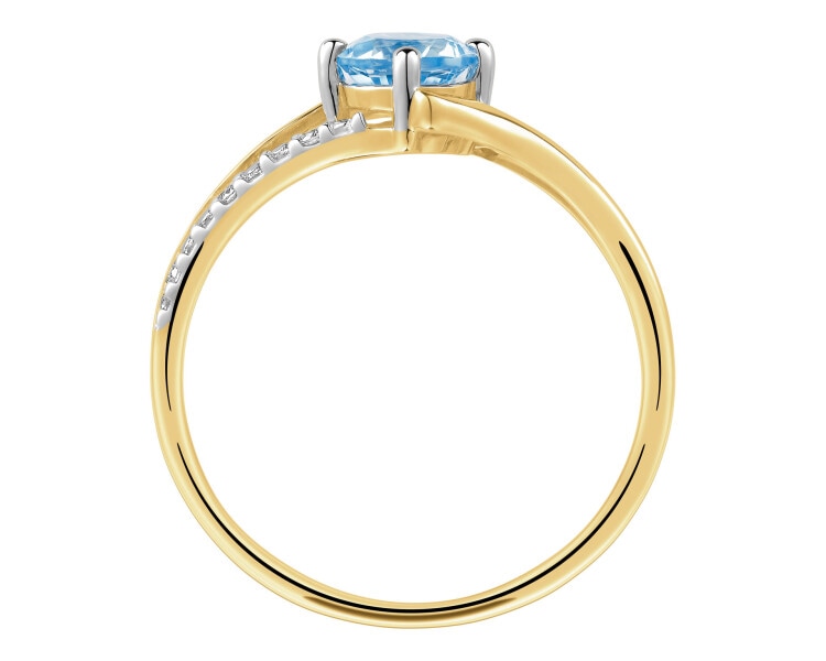 14 K Rhodium-Plated Yellow Gold Ring  - fineness 14 K