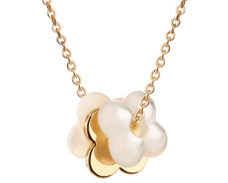 Gold-Plated Brass Necklace with Mother Of Pearl