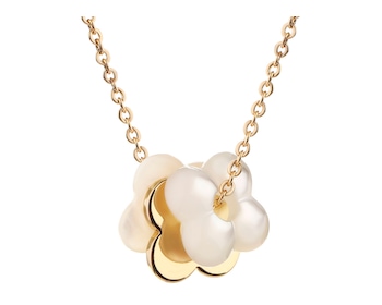 Pozlacený náhrdelník z mosazi s perletí - květiny