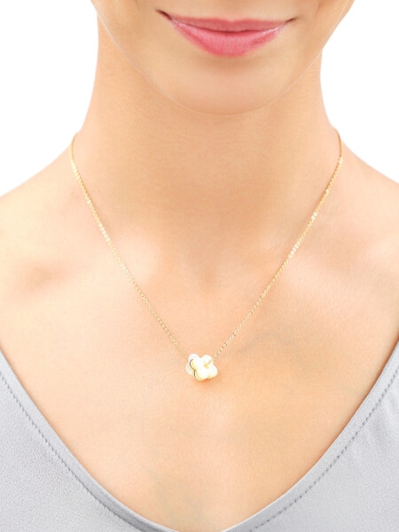 Gold-Plated Brass Necklace with Mother Of Pearl