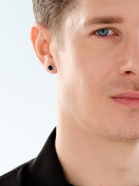 Rhodium Plated Silver Earrings with Agate