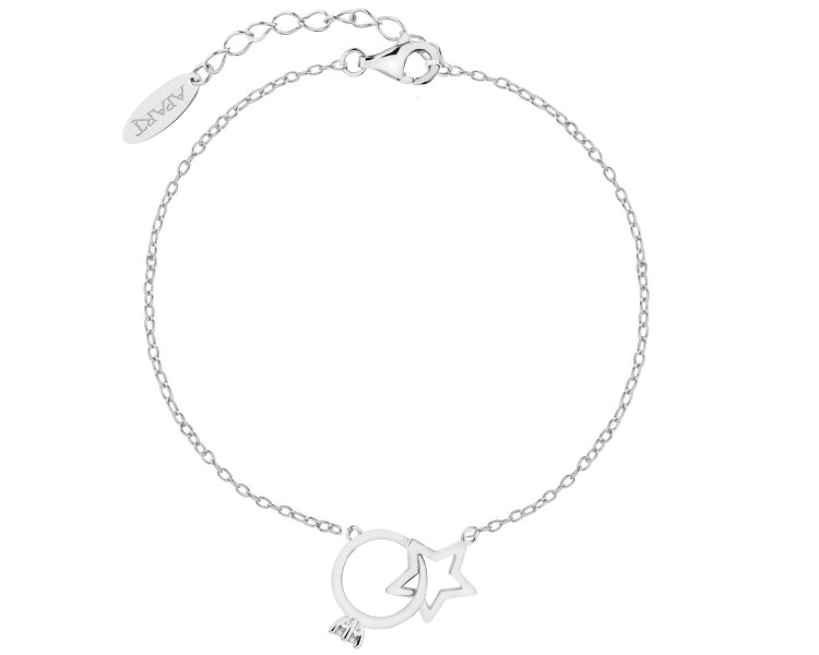 Rhodium Plated Silver Bracelet with Cubic Zirconia