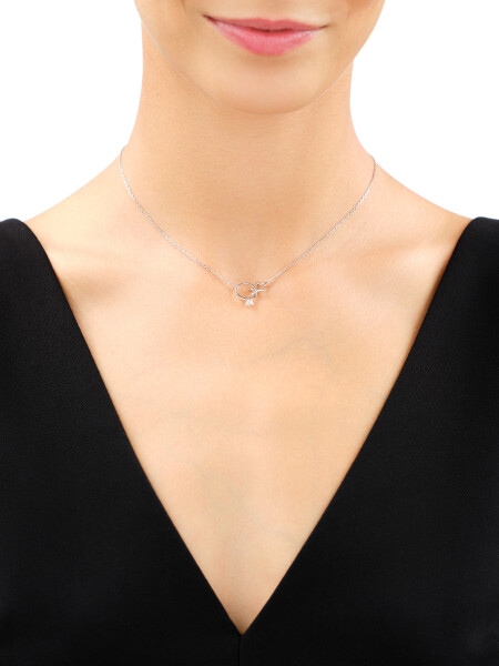 Rhodium Plated Silver Necklace with Cubic Zirconia