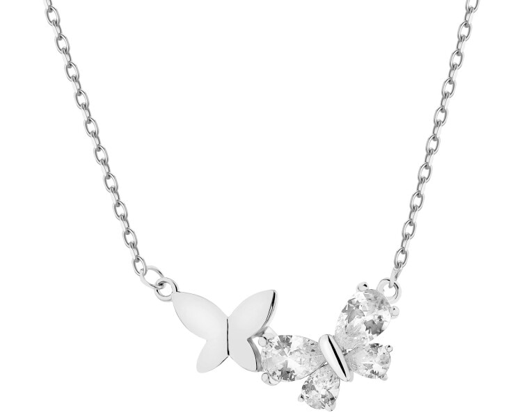 Rhodium Plated Silver Necklace with Cubic Zirconia