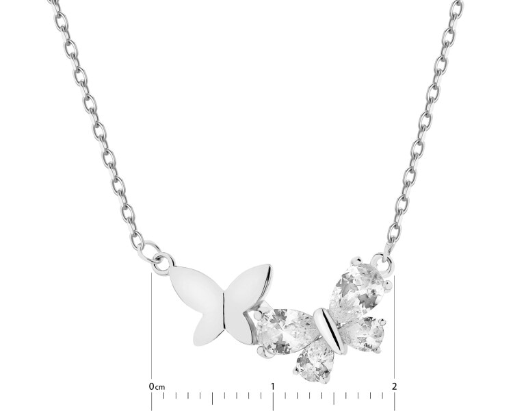 Rhodium Plated Silver Necklace with Cubic Zirconia