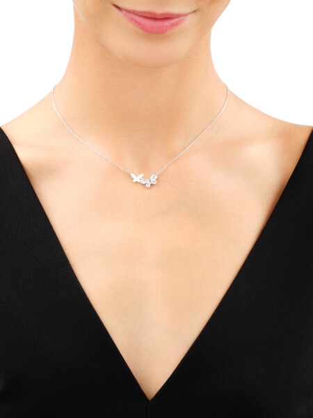 Rhodium Plated Silver Necklace with Cubic Zirconia