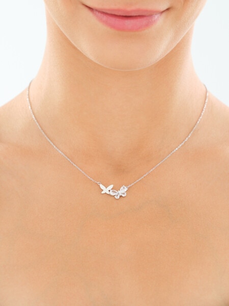 Rhodium Plated Silver Necklace with Cubic Zirconia