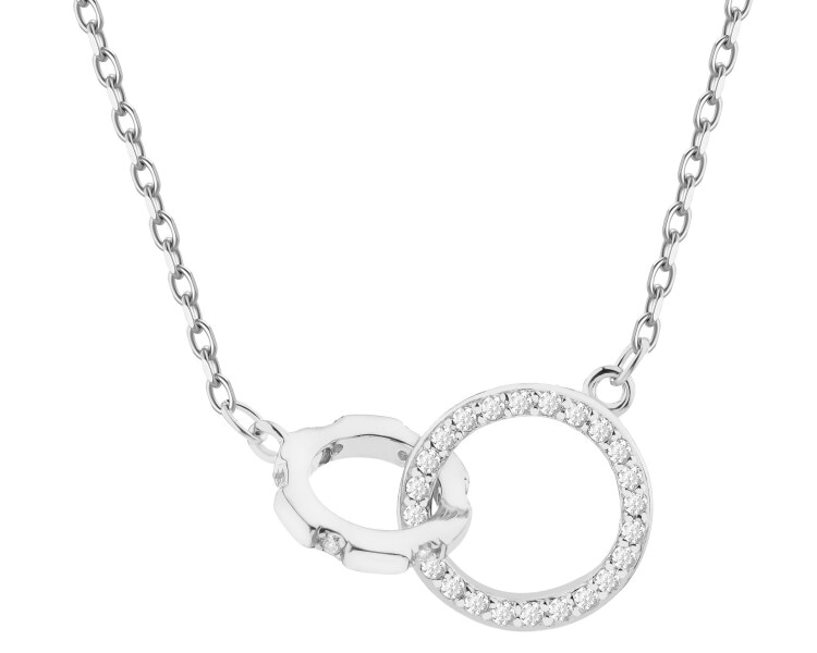 Rhodium Plated Silver Necklace with Cubic Zirconia