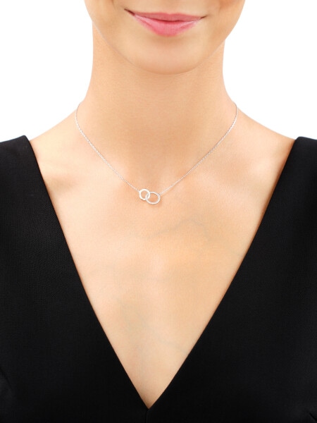 Rhodium Plated Silver Necklace with Cubic Zirconia